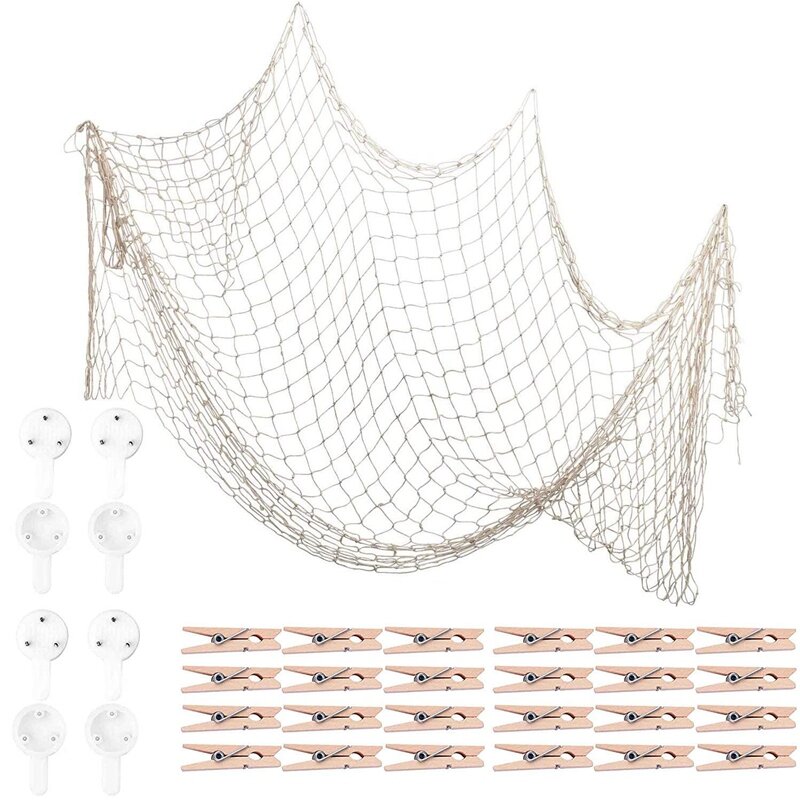 شبكة صيد السمك للمنزل إطار الصورة جدار ديكور نمط البحر الأبيض المتوسط للحزب بحري ، استحمام الطفل ، ديكور التصوير