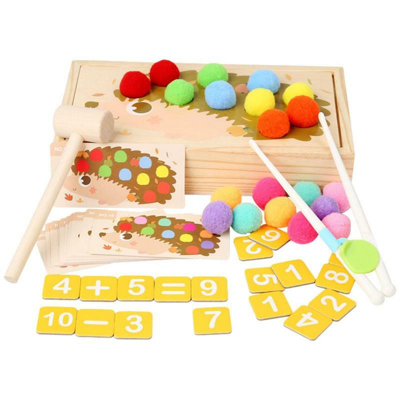 لعب مونتيسوري الخشبية الوالدين والطفل التفاعلية التعليمية مرحلة ما قبل المدرسة التعلم الملونة الكرة العد مطابقة لعبة لعبة للأطفال