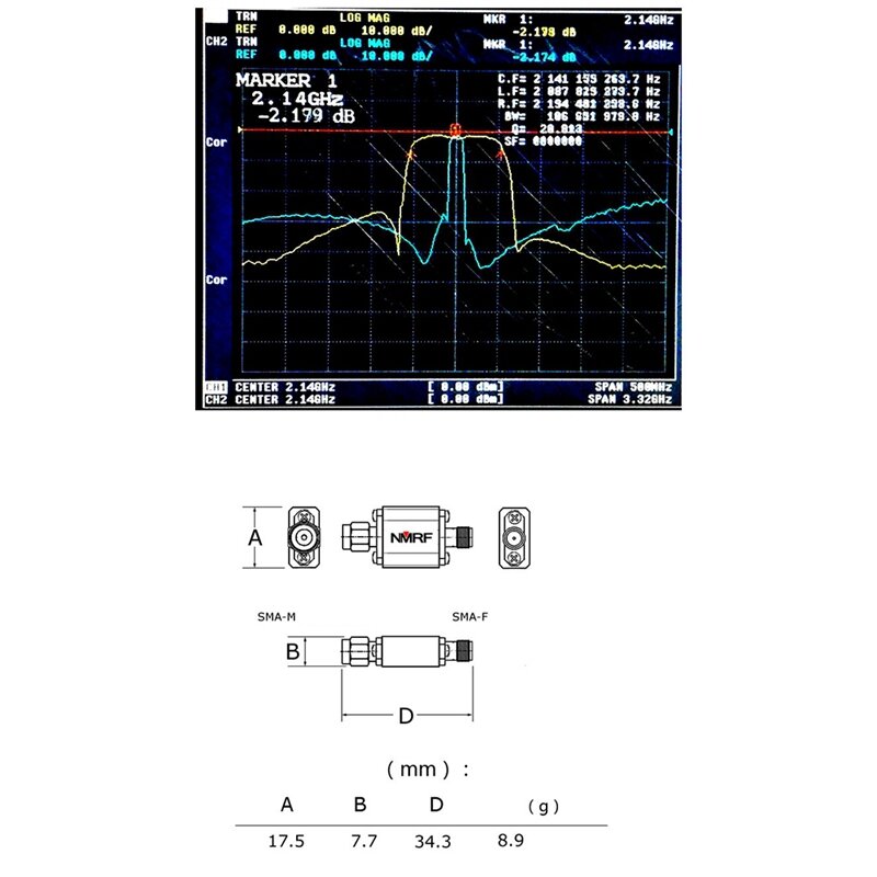 مرشح تمرير نطاق إشارة NMRF ، مرشح ممر النطاق ، المنشار ، Mhz ، واجهة SMA ، تقليل الضوضاء ، UMTS ، 1DB ، 1 ، 1 ، ma Mhz