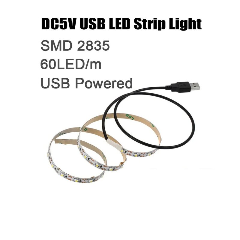 5 فولت 2835 USB Led قطاع ضوء الشريط 60LED DC5V عيد الميلاد أضواء المصابيح إضاءة الخزانة لغرفة التلفزيون الخلفية الديكور ليلة مصباح