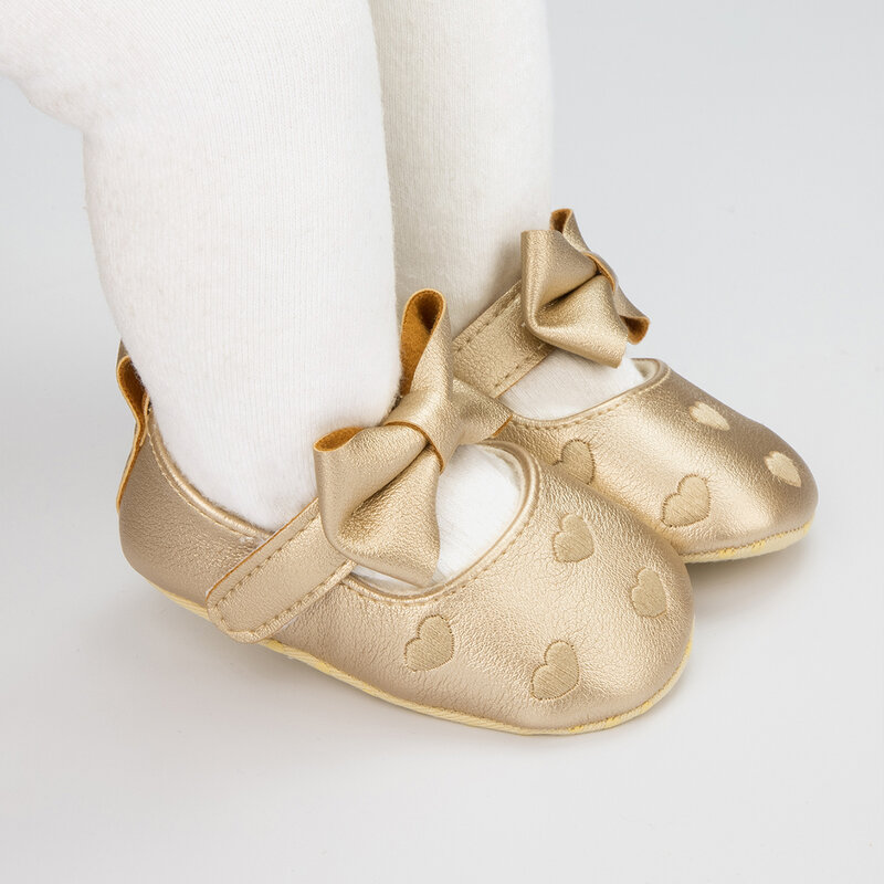 أحذية للأطفال حديثي الولادة للربيع أحذية للأطفال الرضع مزودة بجهاز مشاية لأول مرة أحذية أطفال برقبة على شكل أميرة وعقدة