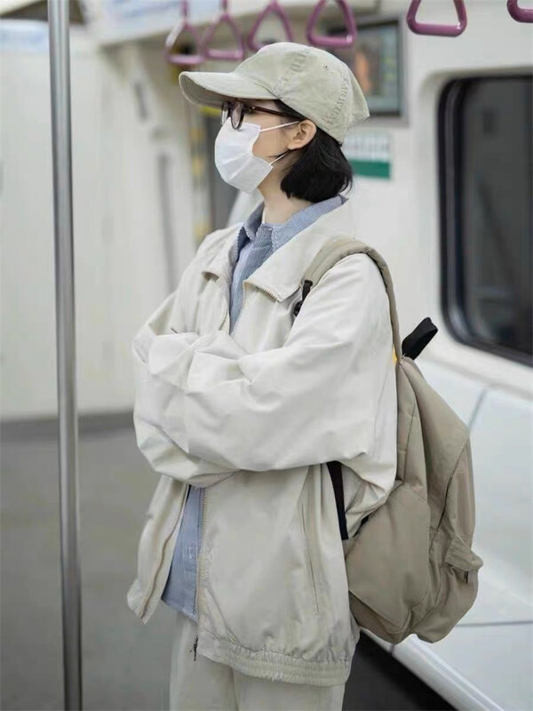 QWEEK Y2K سترة واقية سترة المرأة الكورية موضة Gorpcore ريترو زمم ملابس خارجية المتضخم Harajuku الشارع الشهير معطف خمر