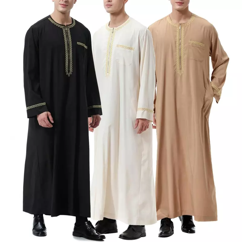 ثوب رجالي طويل من الجبة ، رداء إسلامي ، ملابس إسلامية ، عباية قفطان ، فستان طويل ، كيمونو بسحاب ، إسلامي ، دبي ، عربي
