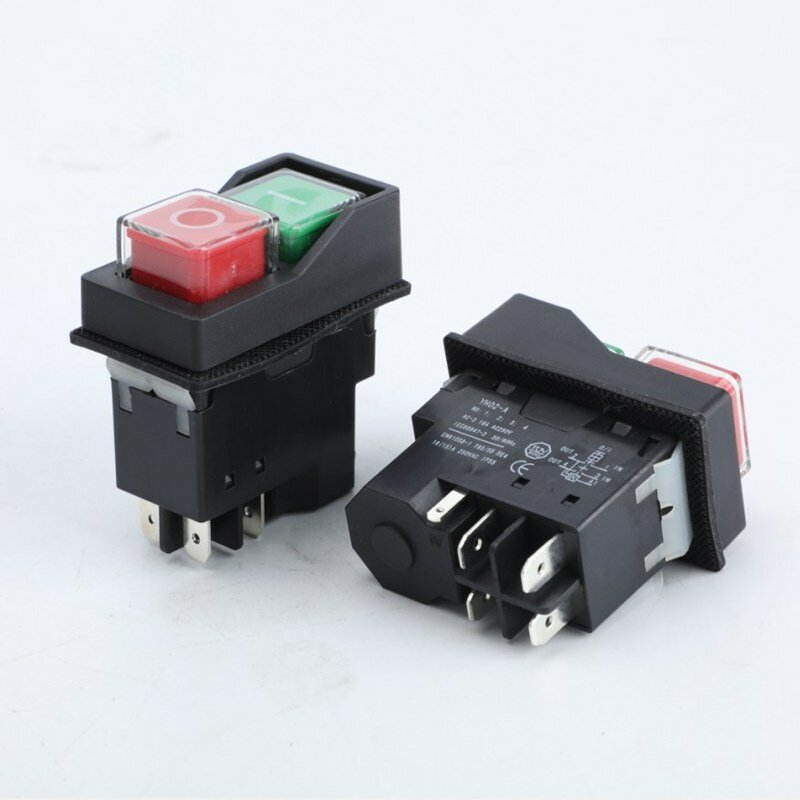 1PC AC250V 16A Waterproof Electromagnetic Push Button switch 4/5Pin  Can Replace KJD17 KLD-28protection Starter Safety Switch