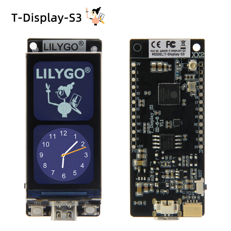 LILYGO® T-Display-S3 ESP32-S3 ، ST7789 1.9 بوصة LCD عرض مجلس التنمية ، واي فاي وحدة بلوتوث ، فلاش 16MB ، زر مخصص