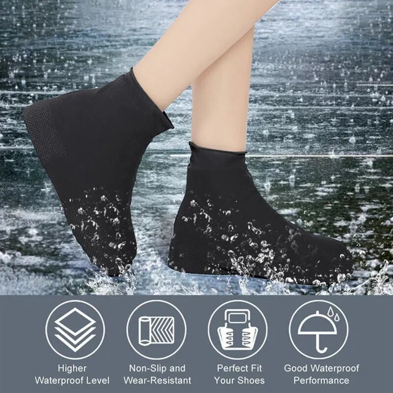 مقاوم للماء سيليكون يغطي الأحذية ، زلة مقاومة ، قابلة لإعادة الاستخدام المطاط ، أحذية المطر الجرموق ، في الهواء الطلق يوم ممطر الملحقات ، 2 قطعة