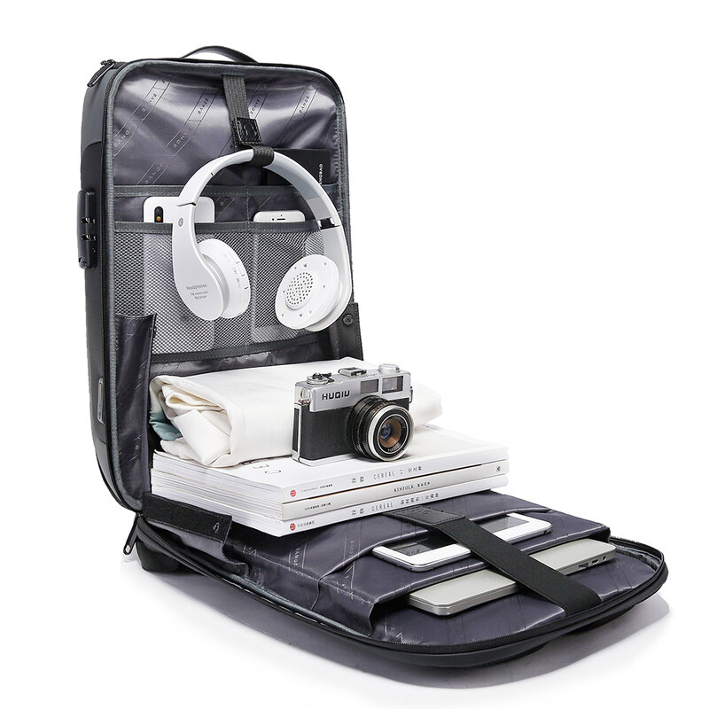 حقيبة ظهر أنيقة مضادة للسرقة من BANGE بتصميم جديد بسعة كبيرة وشحن USB حقيبة سفر غير رسمية أكسفورد مقاومة للماء للرجال من Mochila
