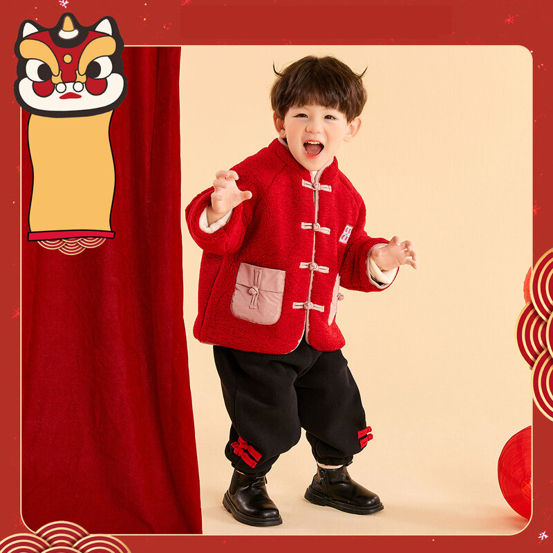 السنة الصينية الجديدة ملابس للأطفال طفل مجموعة الشتاء الأطفال سترة قطن السراويل السنة الجديدة الملابس الصبي تانغ دعوى المد