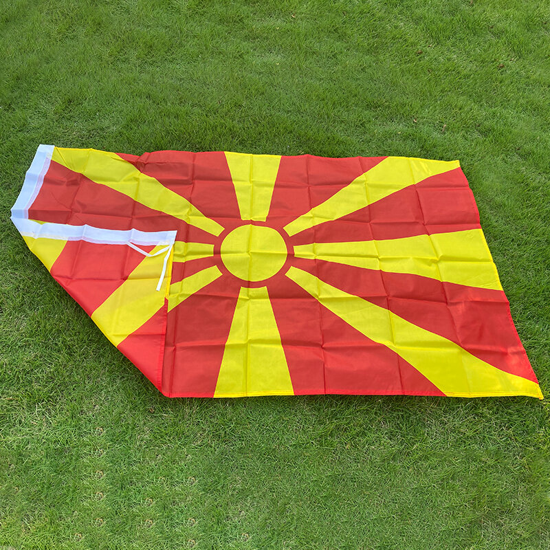 Aerxemrbrae سارية العلم 150x90cm مقدونيا العلم البوليستر مزدوجة الجانب المطبوعة مقدونيا العلم الوطني راية للديكور