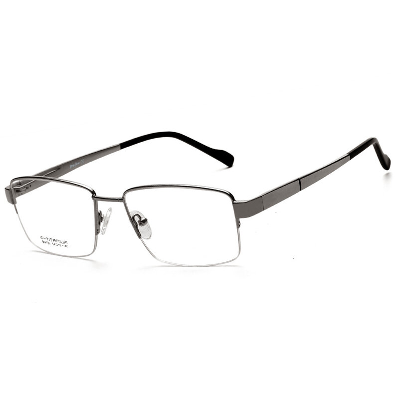 نظارات بصريات من التيتانيوم الخالص للرجال ، وقصر النظر وفرط النظر ، وصفة طبية تقدمية ، نصف مربع ، نظارات معبد ربيعية للأعمال ، 54 ~