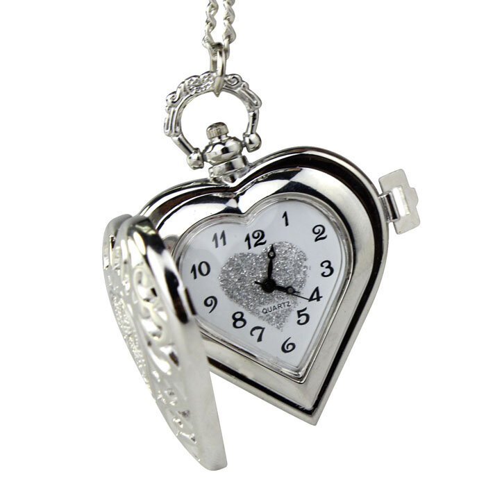 ساعة كوارتز على شكل قلب عتيق للنساء ، قلادة جيب ، سيدات كلاسيكيات ، رائجة ، فاخرة ، جديدة ، قلادة