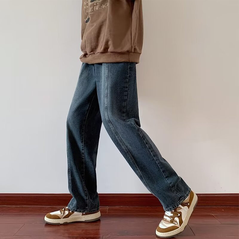 جينز واسع الساق للرجال ، طباعة الهيب هوب الرجعية في الشوارع ، الموضة العصرية ، جينز عالي الخصر ، ملابس غير رسمية ، جديد ، B232 ،