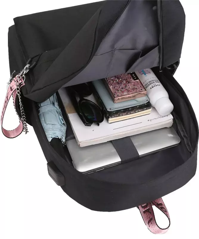 حقيبة ظهر بشحن USB كاواي ، حقائب كرتون أنيمي ، حقيبة ظهر للمدارس الابتدائية والثانوية ، حقائب مدرسية باندا