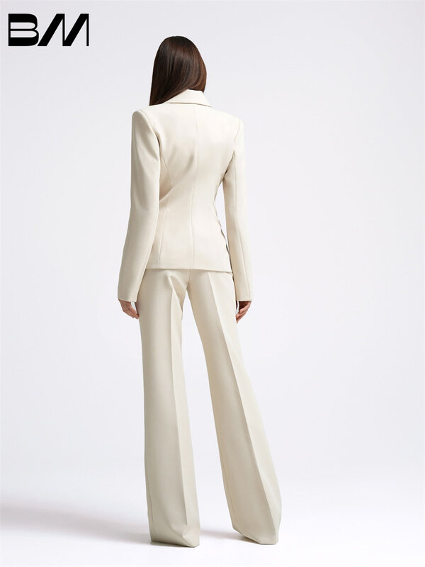 بدلة من قطعتين للنساء ، معطف عصري لحفلات الزفاف ، طقم بدلة أبيض ، 2024