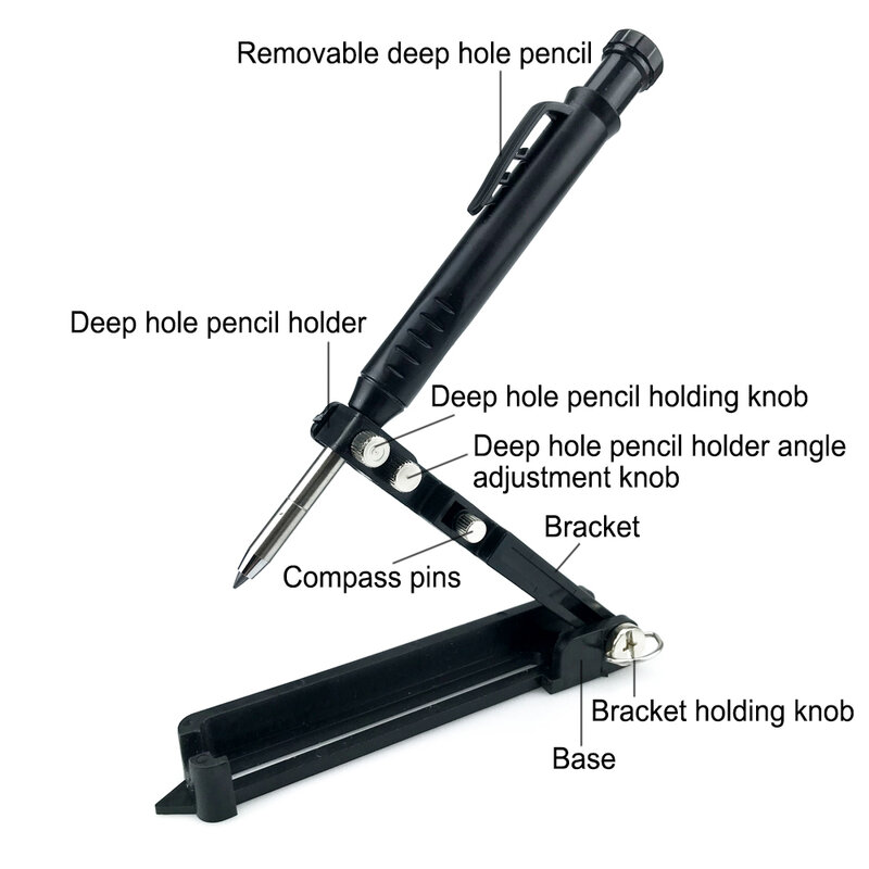 قياس مكافحة شكل متعددة الوظائف قابل للتعديل الشخصي خدش حاكم ثقب عميق قلم رصاص Contour مقياس DIY بها بنفسك النجارة البوصلة أداة