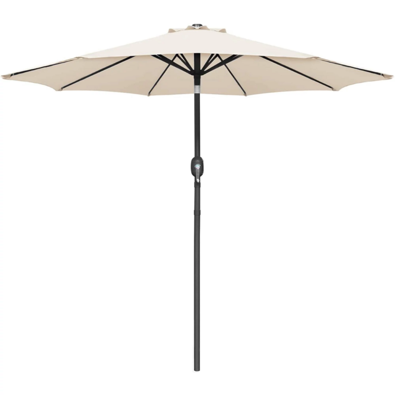 9 قدم السوق الباحة مظلة في الهواء الطلق مظلة مستقيمة مع إمالة قابل للتعديل ، بيج