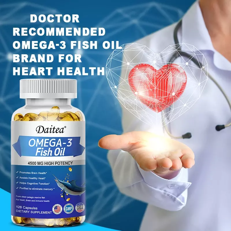 زيت السمك أوميغا 3 للأحماض الدهنية الداعمة للقلب ، يعزز المناعة ، المفاصل ، العين ، الدماغ ، صحة الجلد ، EPA ، DHA 4500mg