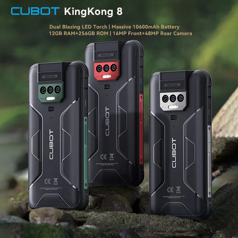 هاتف Cubot-KingKong 8 الذكي ، هاتف محمول NFC ببصمة الإصبع ، مشعل LED مزدوج ، كاميرا خلفية 48MP ، NFC ، 6GB + 6GB RAM + 256GB ROM ، بطارية 10600mAh