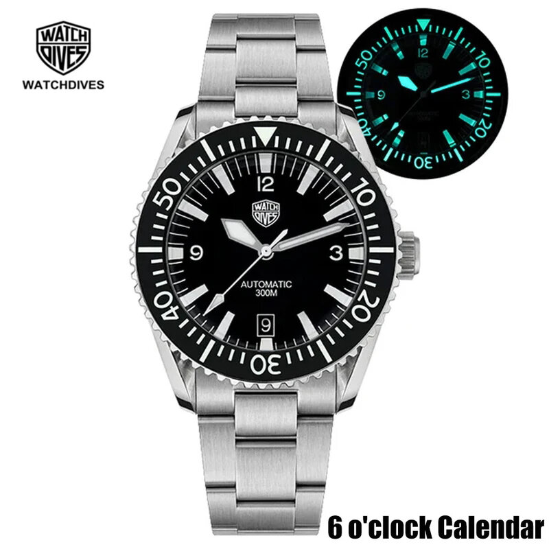 ساعة Watchdives-ساعة كريستال الياقوت الفقاعية Sharkmaster للرجال ، ساعة غوص أوتوماتيكية يابانية فائقة الإضاءة NH35 ، 38 ، WD1967 ، BGW9