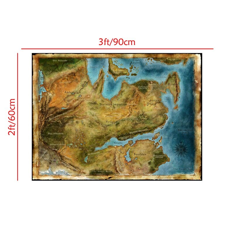 90*60cm Retro Map Vintage Wall Art Poster Non-woven Canvas Painting Children School Supplies Living Room Home Decoration