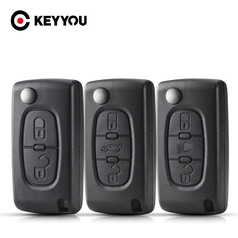 حافظة مفاتيح عن بعد KEYYOU لبيجو 207 307 308 407 607 807 لسيتروين C2 C3 C4 C5 C6 حافظة مفاتيح سيارة قابلة للطي 2/3/4 أزرار