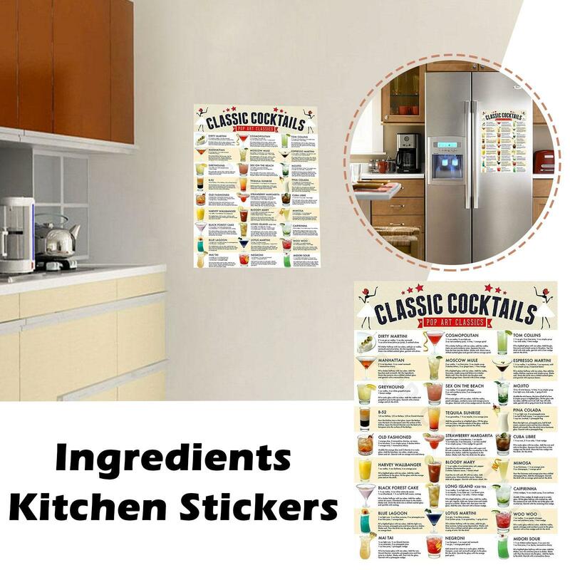 27 قطعة/1 ورقة المطبخ بار كوكتيل وصفة المطبخ StickerKitchen بار كوكتيل وصفة المطبخ ملصقا