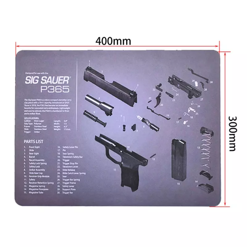 بندقية تكتيكية تنظيف حصيرة مطاطية ، وسادة للمسدس ، HK ، USP ، 1911-3D ، Glock ، mأر ، Sig ، Saure ، P220 ، P226 ، P229 ، P365 ، Beretta 92