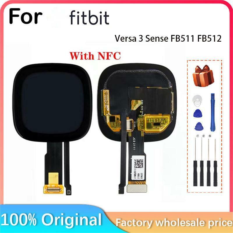 أجزاء شاشة عرض LCD OLED ، Fitbit Versa 3 ، Fitbit Sense 3 ، Fitbit Sense FB511 ، FB512 ، Fitbit Versa 3 ، جزء غطاء زجاجي ، إصلاح بديل