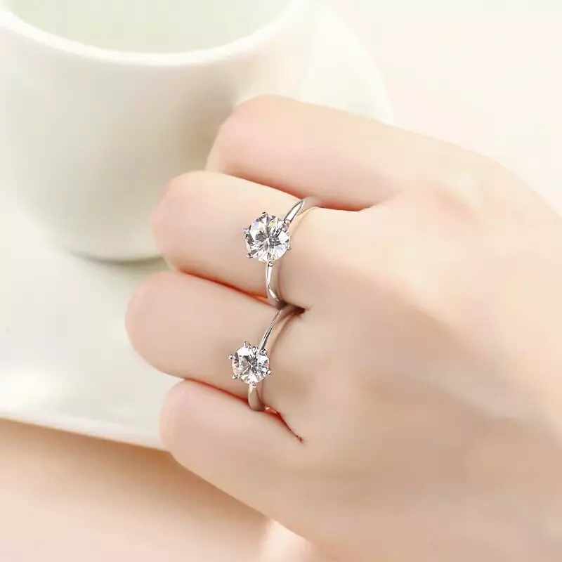 خاتم مويسانيت معتمد من Smyoue-GRA للنساء ، معمل الماس ، وعد الخطوبة ، خاتم زواج ، مجوهرات ، 1-5 قيراط ، VVS1