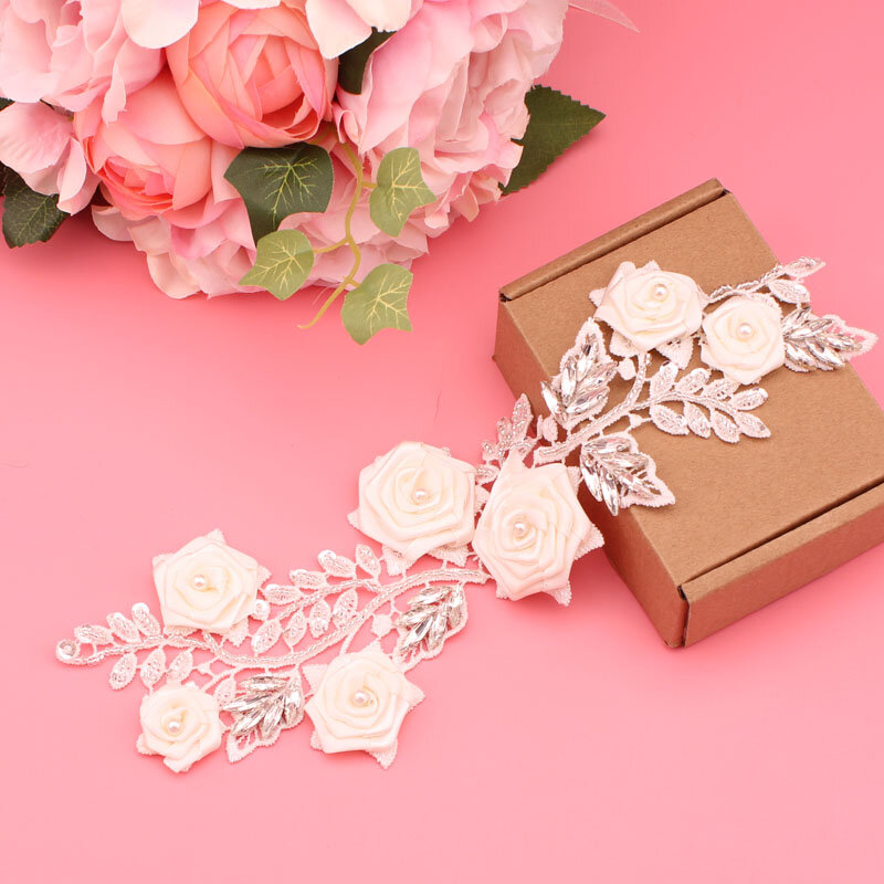 YJWSXF-حزام زفاف أنيق للنساء ، حزام كريستال زهرة ، إكسسوارات مجوهرات الزفاف ، سبيكة
