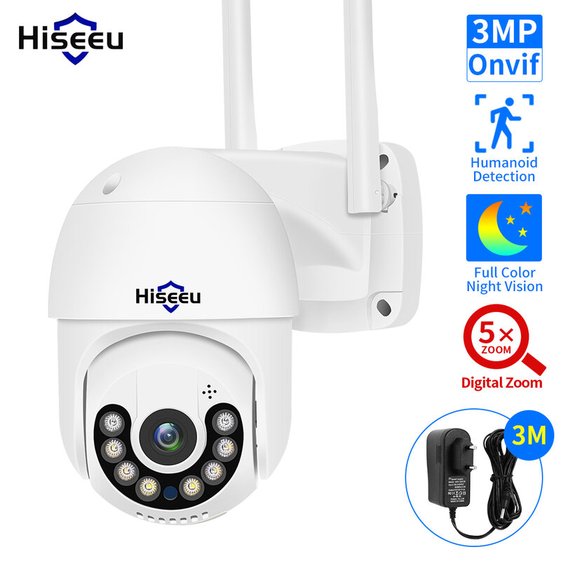 كاميرا Hiseeu 1080P PTZ واي فاي IP في الهواء الطلق 4X تقريب رقمي للرؤية الليلية 2MP 3MP كاميرات المراقبة بالفيديو اللاسلكية CCTV iCsee P2P