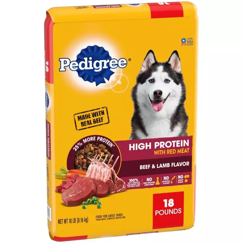 أطعمة الكلاب الجافة للكبار عالية البروتين ، أطعمة الكلاب بنكهة لحم البقر والضأن ، حقيبة 18 رطل