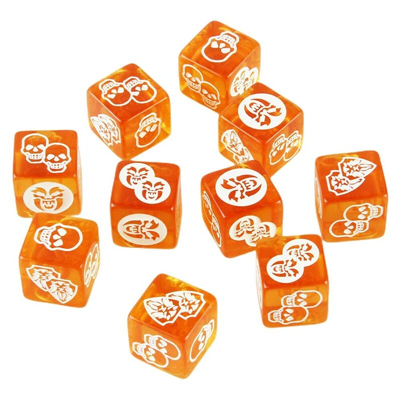 لعبة النرد 4 قطعة-10 قطعة D6 النرد البرتقالي الشفاف مع نمط أبيض لعبة الطاولة لعبة الطاولة