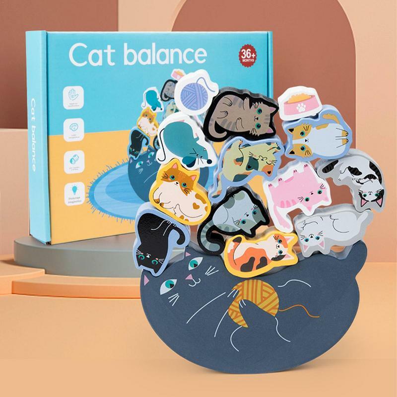 لعبة التوازن الخشبية القط لطيف ، لعبة كومة ، لعبة تعليمية فريدة من نوعها ، تطوير التنسيق بين اليد والعين