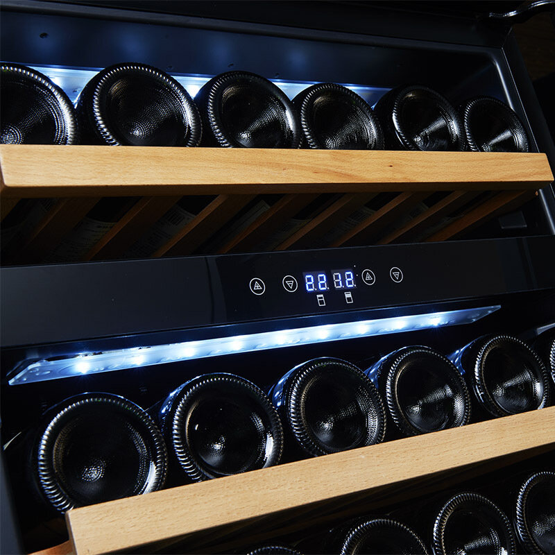 النبيذ الأحمر الرف درجة حرارة ثابتة النبيذ جمع خزانة المنزل خزانة مشروبات درجة الحرارة المزدوجة جميع الفولاذ المقاوم للصدأ
