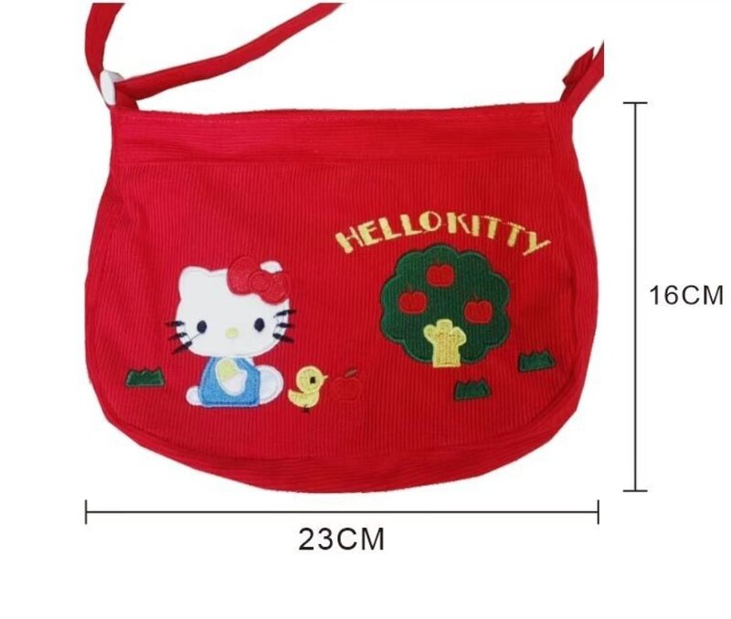 حقائب كتف MBTI Hello Kitty للنساء ، تطريز كرتوني أحمر عتيق ، حقيبة كروس بودي مضلعة ، حقيبة يد مصممة خصيصًا ، جديدة