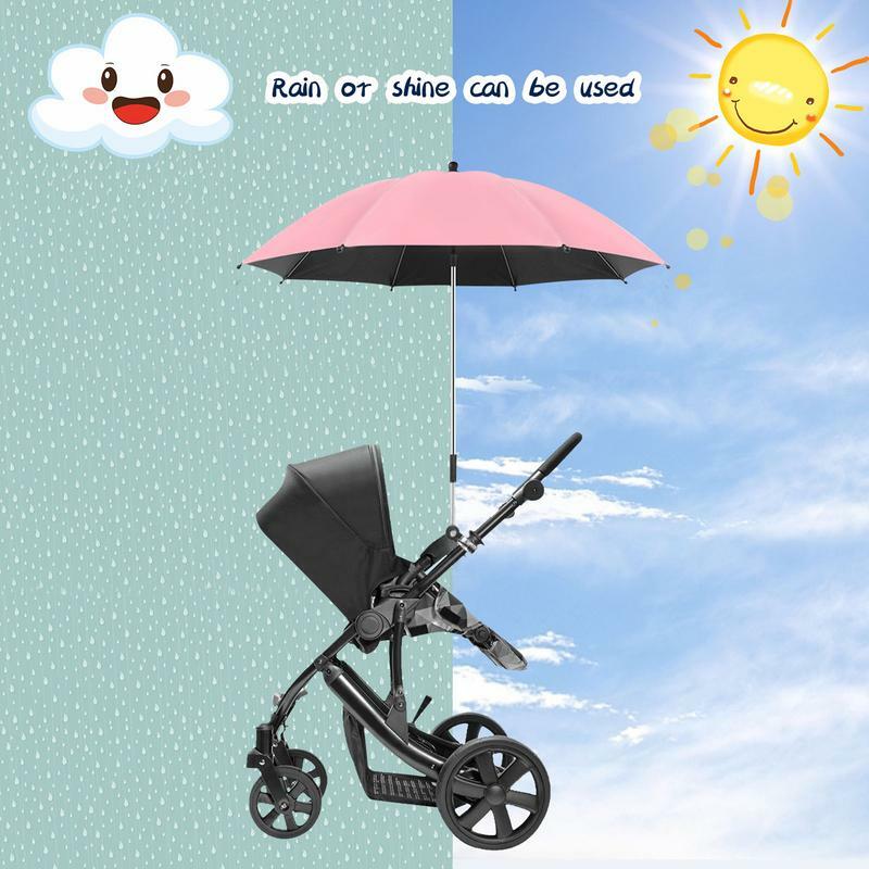 المحمولة عربة طفل المظلة العالمي مقاوم للماء عربة مظلة مع المشبك 360 درجة قابل للتعديل ل عربة دراجة كرسي متحرك