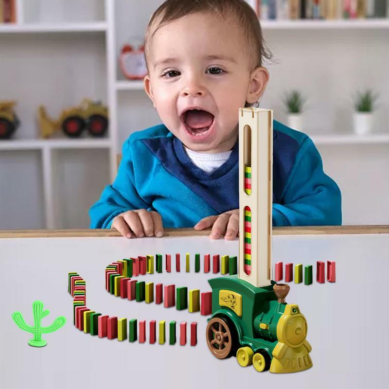 لعبة دومينو لبناء القطار والتكديس للأطفال ، لعوب ، مجموعة كتل ، كهربائية ، مضحكة ، أطفال ، أولاد ، بنات