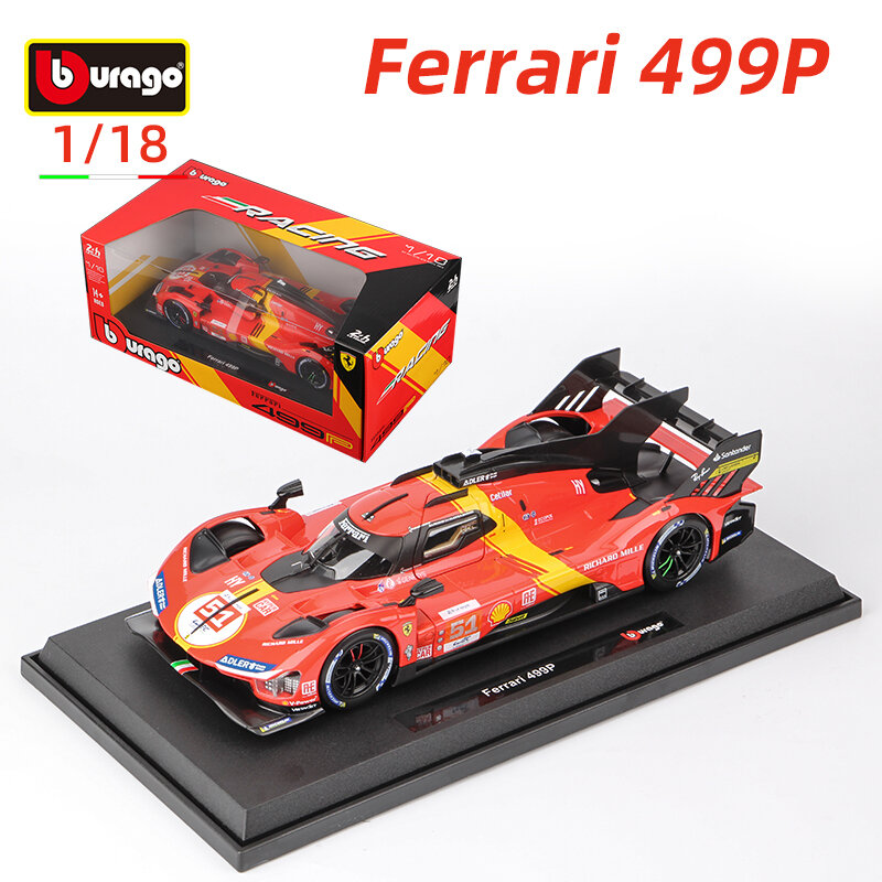 Bburago-نموذج سيارة سباق ، Ferrari P ، 24h LE MANS ، #51 ، مركبات مصبوبة بالقالب ، ألعاب ، صوت دييكاست ، مجموعة هدايا ،
