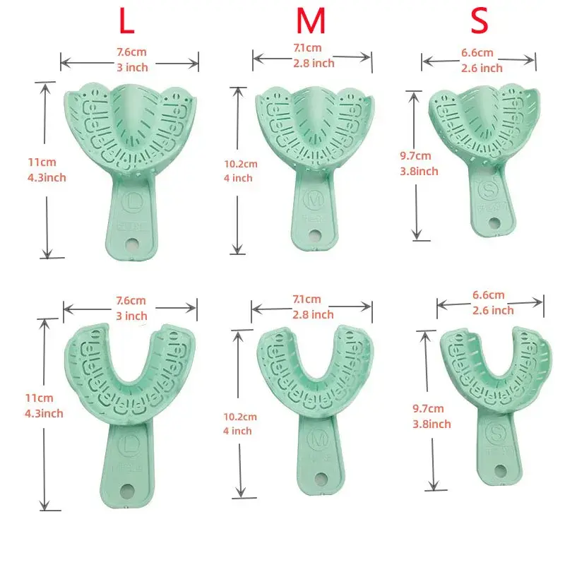 صينية زرع أسنان كاملة الفم ، مادة أدوات طبيب أسنان بلاستيكية ، قالب جزئي قابل للإزالة ، سهل الطي ، حاجز أخضر ، S ، M ، L ، 3 أزواج