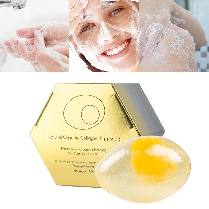 صابون تبييض البيض لتنظيف الجسم والوجه ، العناية بالبشرة العضوية ، صابون المرحاض الفندق ، الكولاجين ، 80g