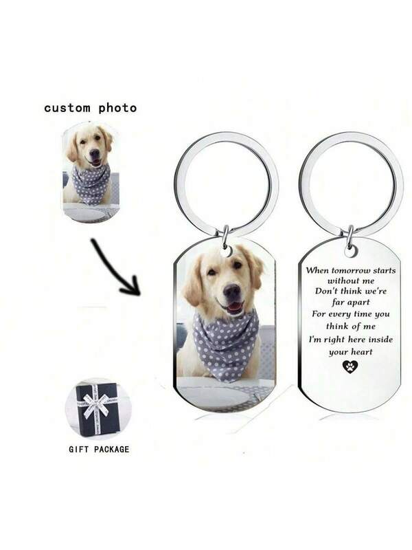 سلسلة مفاتيح بصور مخصصة ، صورة ذاتية الصنع ، علامة تذكارية ، قطة وكلب ، حيوان أليف