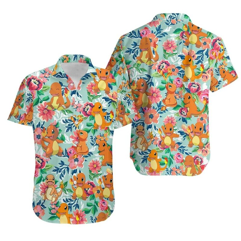 قميص هاواي للرجال بأكمام قصيرة ، ملابس برسومات كرتونية ، توبات كبيرة الحجم ، قمصان فاخرة ، ملابس صيفية ، ملابس الشارع ،