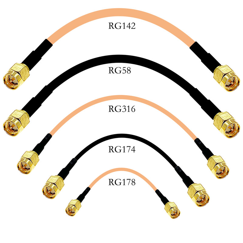 RF موصل ضفيرة تمديد كابل ، SMA ذكر إلى SMA ذكر التوصيل جاك ، RG174 ، RG178 ، RG316 ، RG58 ، RG142