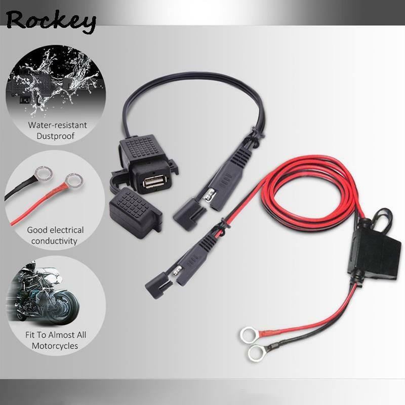 مقاوم للماء دراجة نارية SAE إلى USB كابل محول ، شاحن USB ، 2.1A شحن سريع للهاتف ، نظام تحديد المواقع ، أقراص ، اكسسوارات الدراجات النارية