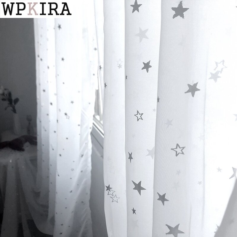 الأبيض لامعة الشظية نجوم تول الستائر للأطفال غرفة الحديثة لطيف كل مباراة الفوال نافذة العلاج شيرز لغرفة المعيشة WP234C