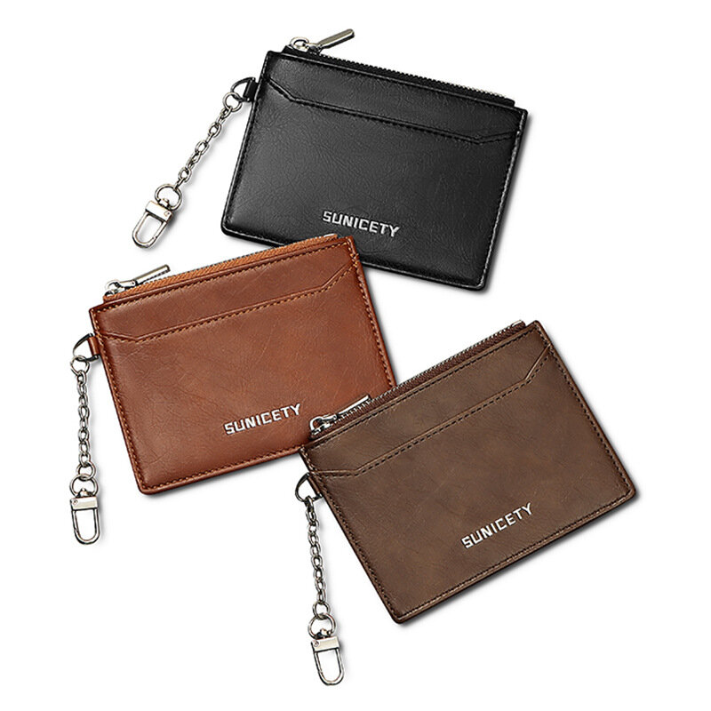 الرجال بطاقة أكياس سلسلة بولي leather جلد متعدد بطاقة موقف رخصة القيادة المشبك كم رقيقة نمط سستة عرضية محفظة نسائية للعملات المعدنية