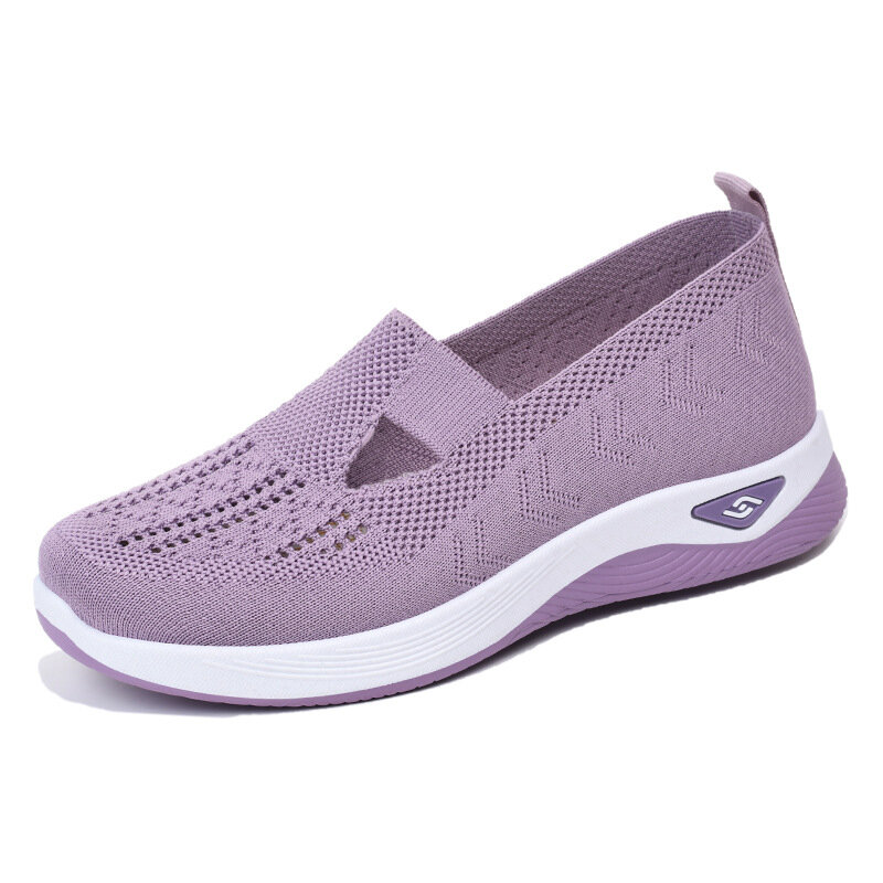 المرأة الجديدة الصيف الأحذية شبكة تنفس أحذية رياضية ضوء الانزلاق على منصة مسطحة أحذية غير رسمية السيدات المضادة للانزلاق المشي المنسوجة الأحذية