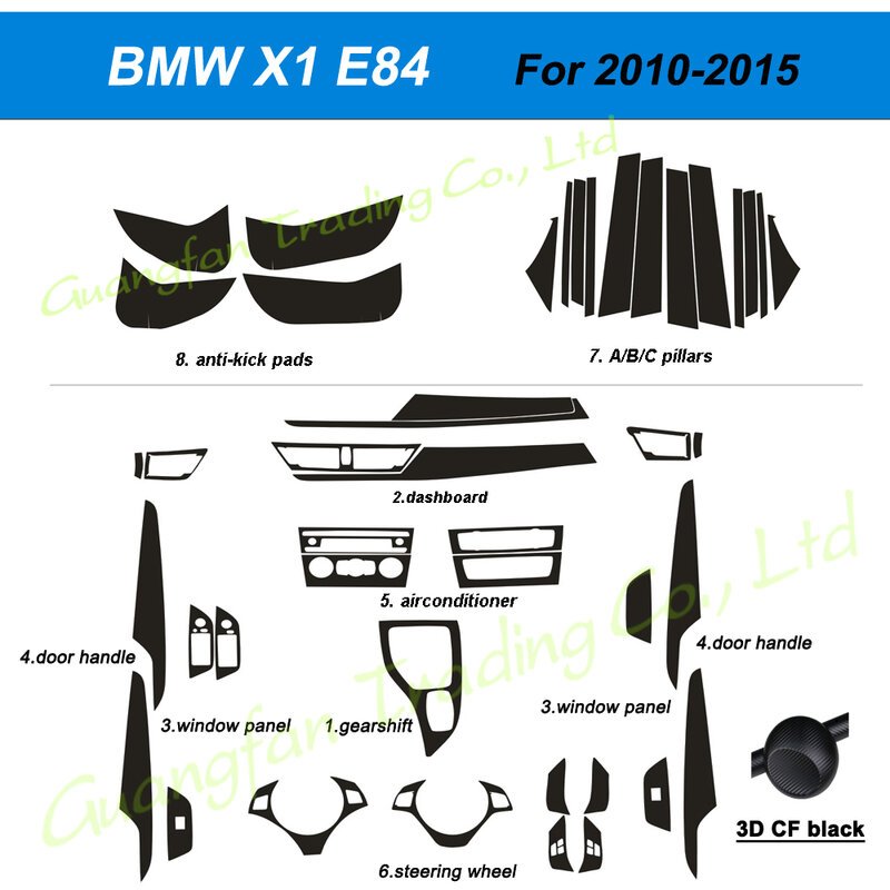 ثلاثية الأبعاد/5D ألياف الكربون سيارة الداخلية مركز مقبض الباب غطاء وحدة التحكم تغيير لون صب ملصق الشارات لسيارات BMW X1 E84 2010-2015