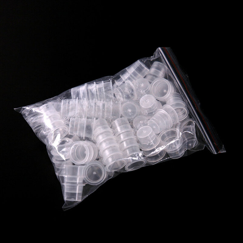 البلاستيك المتاح الوشم الحبر الكؤوس ، دائم الصباغ حامل واضح ، غطاء حاوية ، الوشم الملحقات ، S ، M ، L ، الوشم ، 100 قطعة